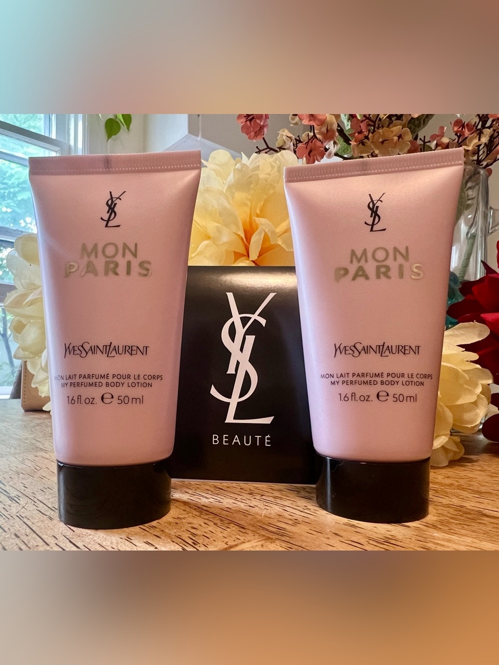 YSL YVES SAINT LAURENT Mon Paris Perfumed Body Lotion Travel Sz 1.6 oz 50ml Duo